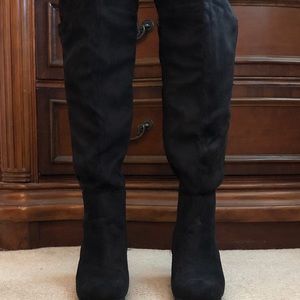 Wide calf. Knee high suede like boots